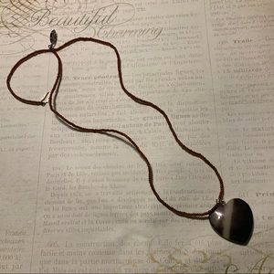 Natural Agate Stone Heart Seed Bead Necklace Valentine